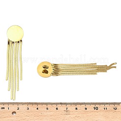 304 Stainless Steel Flat Round Tassel Stud Earrings&nbsp;EJEW-Q040-04G