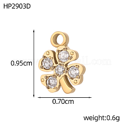 304 Stainless Steel Pave Cubic Zirconia Pendants&nbsp;STAS-OY016-35G