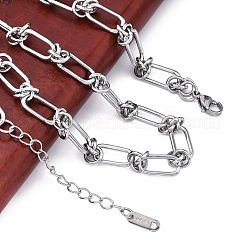 304 Stainless Steel Oval Knot Link Chain Necklaces for Women Men&nbsp;NJEW-P321-02P