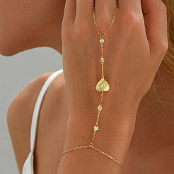Brass Micro Pave Clear Cubic Zirconia Link Ring Bracelets&nbsp;ET2209