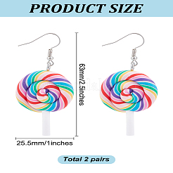 2 Pairs Lollipop Polymer Clay Dangle Earrings for Women&nbsp;EJEW-LP0001-49