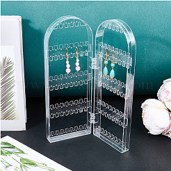 PS Plastic Earring Display Folding Screen Stands with 2 Folding Panels&nbsp;ODIS-WH0043-142B-02