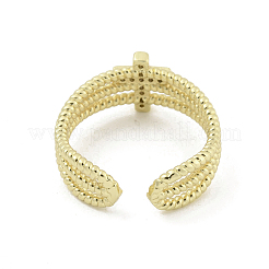 Brass Micro Pave Cubic Zirconia Open Cuff Rings&nbsp;RJEW-H225-04G