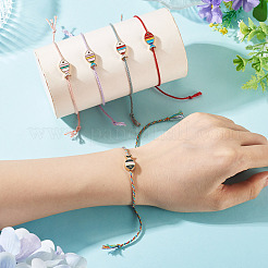 5Pcs 5 Colors Alloy Enamel Fish Charm Adjustable Bracelets&nbsp;BJEW-TA0001-31