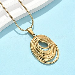 304 Stainless Steel Oval Pendant Necklaces & Stud Earrings Sets for Women&nbsp;SJEW-B020-01G