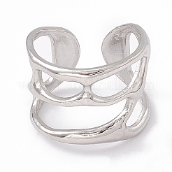 Non-Tarnish 304 Stainless Steel Wide Hollow Open Cuff Ring for Women&nbsp;LS-RJEW-G275-02P