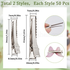 100Pcs 2 Styles Iron Flat Alligator Hair Clip Findings&nbsp;IFIN-SC0001-65