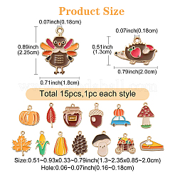 15Pcs 15 Styles Thanksgiving Day Alloy Enamel Pendants&nbsp;FIND-YW0005-79
