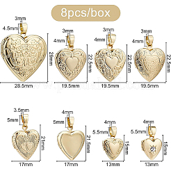 8Pcs 8 Style Brass Locket Pendants&nbsp;KK-BC0004-42