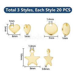 60Pcs 3 Styles 201 Stainless Steel Charms&nbsp;STAS-UN0053-61