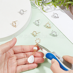 8Pcs 2 Colors Donut Shape Brass Cubic Zirconia Stud Earring Findings&nbsp;AJEW-GO0001-47