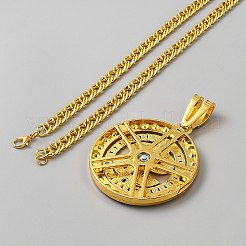 Alloy Rotatable Dollar Sign Pendant Cuban Link Chain Necklaces&nbsp;NJEW-WH0020-67A
