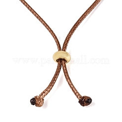 Natural Hetian Jade Cat Pendant Adjustable Cord Necklaces&nbsp;NJEW-N064-02