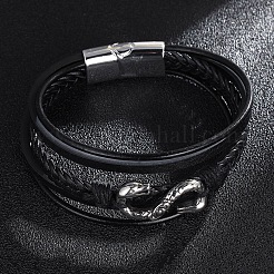 Leather Cords Multi-strand Bracelets with Magnetic Clasp&nbsp;PW-WG89659-01