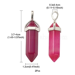 2Pcs Natural Agate Dyed Double Terminated Pointed Pendants&nbsp;G-YW0002-05E