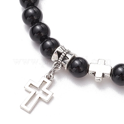 2Pcs Natural Obsidian & Mashan Jade Round Bead Stretch Bracelets&nbsp;BJEW-JB11599