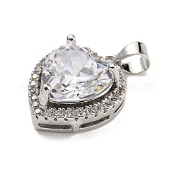 Rack Plating Brass Micro Pave Clear Cubic Zirconia Pendants&nbsp;KK-H469-02P-09