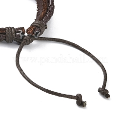 PU Leather & Waxed Cords Triple Layer Multi-strand Bracelets&nbsp;BJEW-G709-02A
