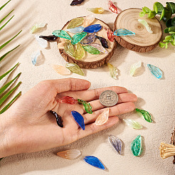 75Pcs 15 Colors Transparent Glass Leaf Pendants&nbsp;GLAA-TA0003-30