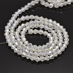 Faceted Bicone Electroplate Glass Beads Strands&nbsp;EGLA-P016-4mm-AB01