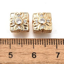 Brass Micro Pave Clear Cubic Zirconia Beads&nbsp;KK-M318-34G-01