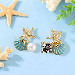 4 Pairs 2 Styles Rhinestone & Plastic Pearl Asymmetrical Earrings&nbsp;EJEW-GO0002-06