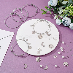 DIY Moon & Star Charm Bangle Making Kit&nbsp;DIY-BC0004-64