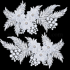 4Pcs Flower & Leaf Polyester and Plastic Applqiues&nbsp;PATC-CY0001-49A