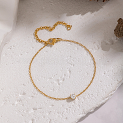Minimalist Natural Pearl Round Bead Link Bracelets&nbsp;LS-QE4530