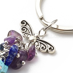 Natural & Synthetic Gemstone Beaded & Handmade Lampwork Pendants Keychain&nbsp;KEYC-JKC00344