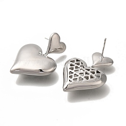 Brass Heart Stud Earrings for Women&nbsp;EJEW-U026-04P