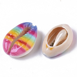 Printed Natural Cowrie Shell Beads&nbsp;X-SSHEL-R047-01-A06