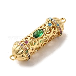Brass Pave Colorful Cubic Zirconia Connector Charmss&nbsp;KK-M278-03G
