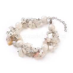 Natural White Moonstone Dangle Earrings and Bracelets Sets&nbsp;SJEW-JS00972
