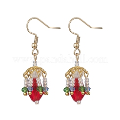 Glass Lantern Dangle Earrings&nbsp;EJEW-MZ00629