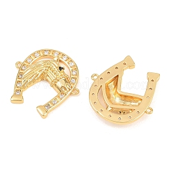 Brass Micro Pave Clear Cubic Zirconia Connector Charms&nbsp;ZIRC-F148-06G