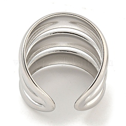 Non-Tarnish 304 Stainless Steel Three Layers Wide Open Cuff Ring for Women&nbsp;RJEW-A043-22P