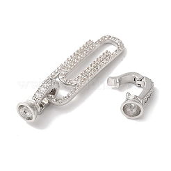 Paperclip Rack Plating Brass Micro Pave Clear Cubic Zirconia Fold Over Clasps&nbsp;KK-A225-08P