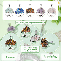 4 Sets 5 Styles Natural Mixed Stone Pendants&nbsp;G-PH0001-99