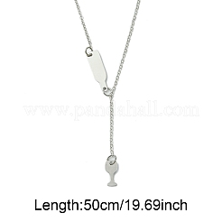 2Pcs 2 Colors Alloy Cable Chain Wine Cup Pendant Y Necklaces for Women&nbsp;AJEW-FS0001-23