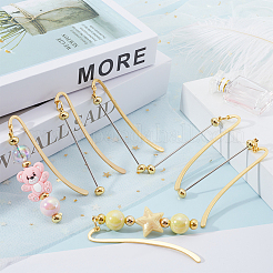 6Pcs Iron & Alloy Bookmarks with Beadable Bar Pendant&nbsp;AJEW-SC0003-11