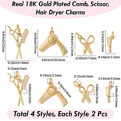 8Pcs 4 Styles Brass Pendants&nbsp;KK-BBC0023-02A