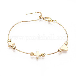 Adjustable Brass Beaded Slider Bracelets for Women&nbsp;BJEW-T022-25G