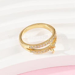 Brass Micro Pave Cubic Zirconia Finger Rings for Women&nbsp;RJEW-F182-02G