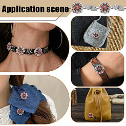 20Pcs Flower Zinc Alloy & Rhinestone & Glass Rivets&nbsp;BUTT-NB0001-84B