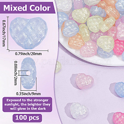 100Pcs Luminous Transparent Acrylic Beads&nbsp;PACR-PA0001-17