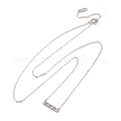 925 Sterling Silver Micro Pave Clear Cubic Zirconia Rectangle Pendant Necklaces for Women&nbsp;NJEW-D316-02P