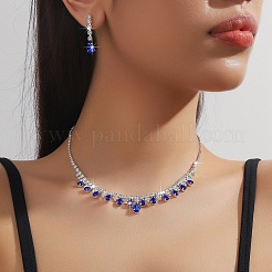 Teardrop Alloy Rhinestone Pendant Necklace & Stud Earring&nbsp;FS-WG7372C-01
