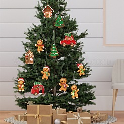 Christmas Gingerbread Man & Tree & House & Car Paper Pendant Decorations&nbsp;PW-WG3ABD1-01