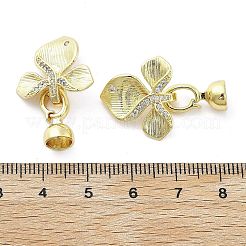Brass Micro Pave Clear Cubic Zirconia Fold Over Clasps&nbsp;KK-Z080-05G